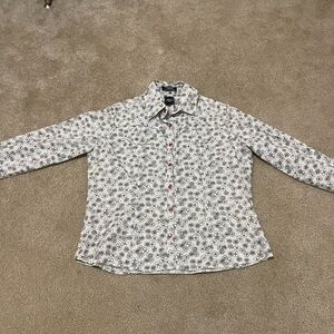 Cruel Girl Black and White Floral Button Down Shirt